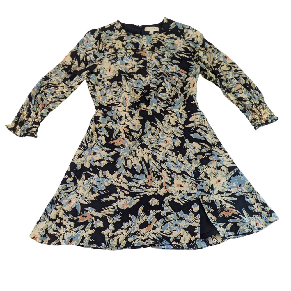 Reiss Annie Floral Long Sleeve Mini Dress Navy Blue Size 6 US 10 UK 38 EU